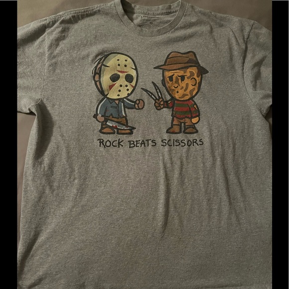 Shirts Nightmare On Elm Street Friday The 13th Jason And Freddy Rock Beats Scissors Poshmark